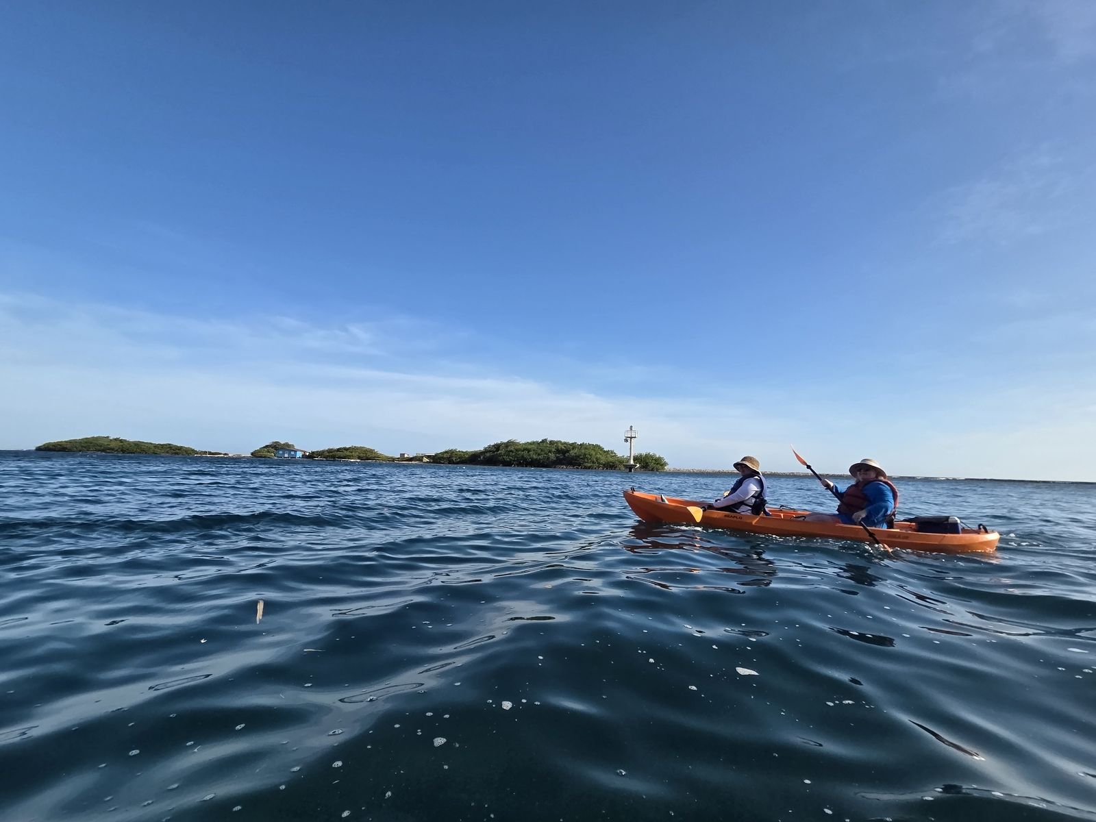 Kayaking the Savaneta coast near Zeerovers, Aruba